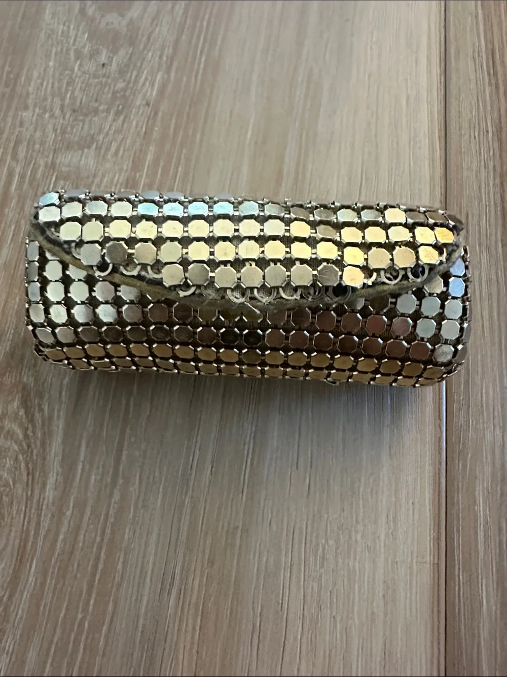 Vintage Gold Metal Mesh Lipstick Holder